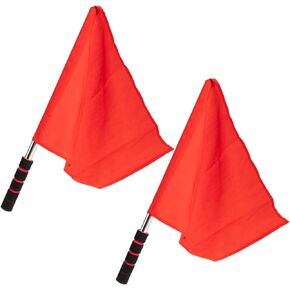 2Pcs Referee Flag Stainless Steel Hand Flag Red Signals Flag Sponge Handle Special Patrol Sports Linesman Flags Official Performance Flag for Football Soccer Volleyball Tracks