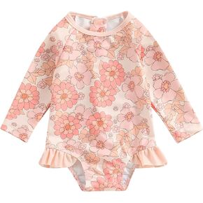 MAYUMMPY Toddler Baby Girls Bikini Beach Swimwear Zipper Swimsuit UPF 50+ Rash Guard One Piece Long Sleeve Bathing Suit
