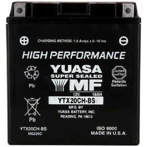 Yuasa YUAM6220C YTX20CH-BS Maintenance Free H Series AGM Battery with Acid pack