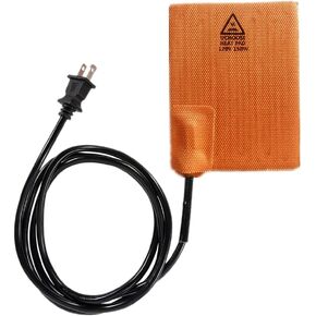 120V Engine Heater Pad 5X4inch, 150W Silicone Heater Pad Electric Car Oil Pan Heating Pad Built-in Thermostat, w/78.2-inch Power Cord, for Metal Surface only