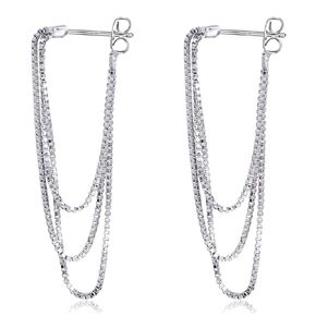 925 Sterling Silver Hanging Chain Earrings Dangle Drop Earrings for Women Girls Handmade Dangly Chain Stud Earrings Fashion Jewelry