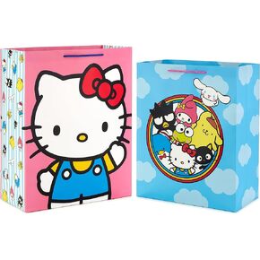 Hallmark Hello Kitty Gift Bag Bundle (2 Bags: 1 Large 13", 1 XL 15") for Birthdays, Back to School, Halloween