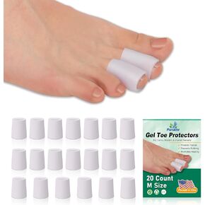 Pnrskter Gel Toe Protectors Tubes Sleeves - (20pcs-Medium) Toe Sleeves for Blisters, Corns, Calluses, Hammer Toes, Rubbing, and Ingrown Toenails