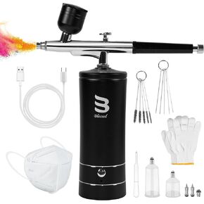 Cordless Airbrush Kit with Compressor, 48PSI Rechargeable Handheld Airbrush for Nails, Portable Nail Airbrush Machine for Tattoo, Nail Art, Makeup, Barber, Cake Decoration etc.