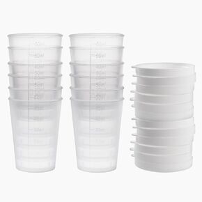 uxcell Measuring Cup 50ml Plastic Graduated Beaker Transparent with Lid for Lab Kitchen liquids 12pcs
