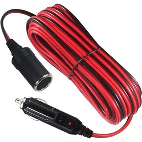 KUNCAN 26FT سلك تمديد ولاعة السجائر - 26 قدم 12V / 24V ذكر التوصيل إلى محول المقبس الإناث 14AWG كابل تمديد الثقيلة مع ضوء LED 15A الصمامات الطاقة التلقائية لمضخة إطارات السيارة، ضاغط الهواء