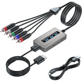 HDMI to Component Converter Cable with Scaler Function, 1080P HDMI to YPbPr Scaler Converter with HDMI and Integrated Component Cables, Supports 1080i HDMI Input for Old TVs