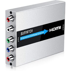 SUNNATCH Component to HDMI Converter with Scaler Function, RGB to HDMI Converter, 5RCA YPbPr to HDMI Converter Adapter, Component in HDMI Out Converter(1080P, Aluminum)