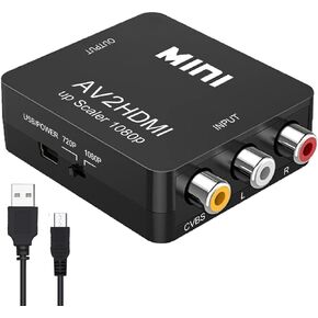 HQDWA RCA to HDMI,AV to HDMI Converter, 1080P Mini RCA Composite CVBS AV to HDMI Video Audio Converter Adapter with PAL/NTSC,Support TV/PC/DVD/VCR/STB/VHS/PS Games