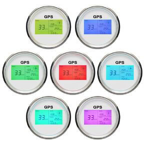 ELING 3 3/8" 85mm Digital GPS Speedometer LCD Speed Gauge Odometer Course Mileage Adjustable 7 Backlights for Boat Snowmobile Car Motorbike Truck IP67 Waterproof