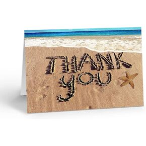 Beach Note Card Set - 10 Boxed Thank You Note Cards - Beach Ocean Shore Note Cards - Ocean Coast (Beach Thank You)