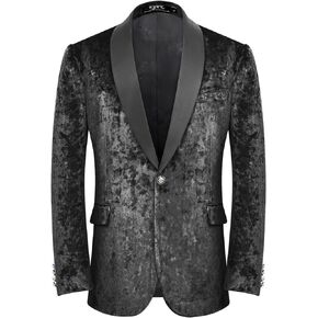 WYWK Men's Shiny Velvet Slim Suit Casual Jacket Single Button Shawl Lapel Tuxedo Dinner Party Prom Wedding Suit Dresses