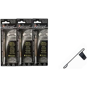 Fisher SPR4 Refills for Bullet Fisher Space Pen, Black, 3 Pack Plus a free Black Clip!