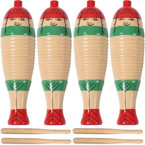 4 عبوات من الآلات الموسيقية الإيقاعية اللاتينية الخشبية، أداة موسيقية خشبية على شكل سمكة مع أعواد الإيقاع in Kuwait