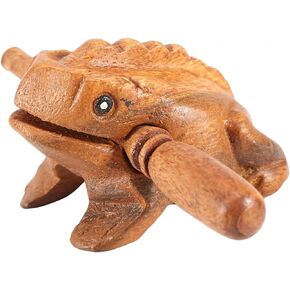 Wooden Frog Percussion Instruments Frog Ornaments Thailand Traditional Craft Wooden Lucky Frog Croaking Musical Instrument for Home Office Yard Decor(5.8CM)