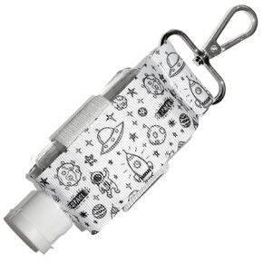 Hand Sanitizer Holder With Refillable Container - Outer Space Astronaut Print - 2 Ounce Travel Size - Swivel Clip For Backpack, Purse or Keychain - Handmade by Green Acorn Kitchen
