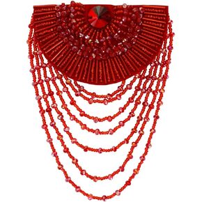Beading Epaulettes Shouler Tassel Fringe Shoulder Patches Suit Epauletter Blazer Badge Jewelry Brooch with Pin Back for Stage Outfit Gown 2 Pieces (Black)