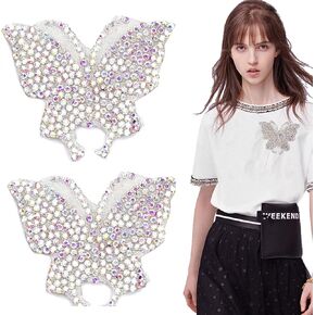 فراشة حجر الراين بقع التطريز الحديد / خياطة على 2PCS فراشة كريستال يزين الملابس ملصق الخرز الزخرفية كريستال حجر الراين شارات التصحيح للملابس حقيبة السراويل الأحذية الملابس الديكور in Kuwait