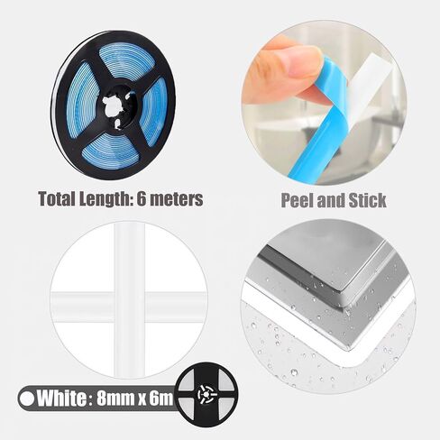 Waterproof Caulk Strip,Self Adhesive Caulk Tape,for Bathroom Kitchenile Countertops Edge Wall Corner White in Saudi Arabia