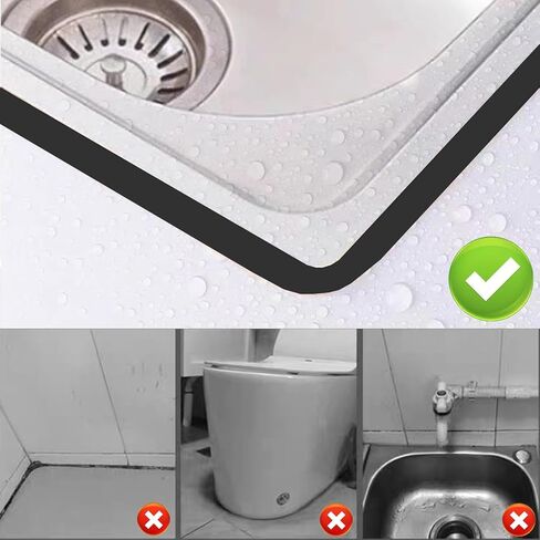 شريط السد المقاوم للماء، شريط السد ذاتي اللصق، لسطح المطبخ في الحمام، حافة جدار الزاوية باللون الأبيض in Kuwait