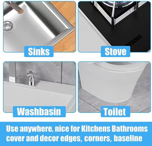 Waterproof Caulk Strip,Self Adhesive Caulk Tape,for Bathroom Kitchenile Countertops Edge Wall Corner White in Saudi Arabia