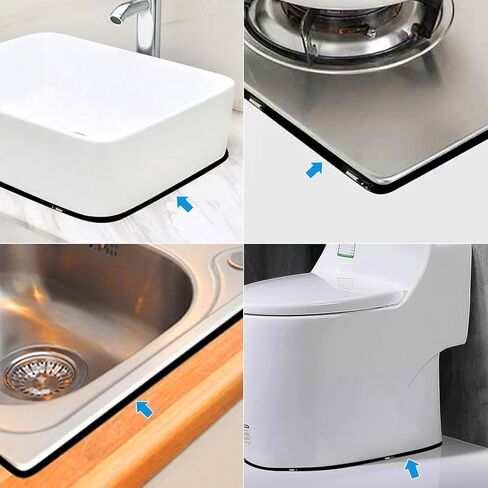 شريط السد المقاوم للماء، شريط السد ذاتي اللصق، لسطح المطبخ في الحمام، حافة جدار الزاوية باللون الأبيض in Kuwait