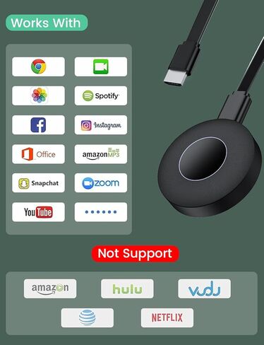 محول دونجل عرض HDMI لاسلكي 1080P HD بث الفيديو/الصوت من الكمبيوتر المحمول والكمبيوتر الشخصي والهاتف الذكي إلى HDTV/جهاز العرض يدعم Android/iOS/Windows/MacOS in Kuwait