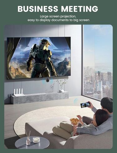 محول دونجل عرض HDMI لاسلكي 1080P HD بث الفيديو/الصوت من الكمبيوتر المحمول والكمبيوتر الشخصي والهاتف الذكي إلى HDTV/جهاز العرض يدعم Android/iOS/Windows/MacOS in Kuwait