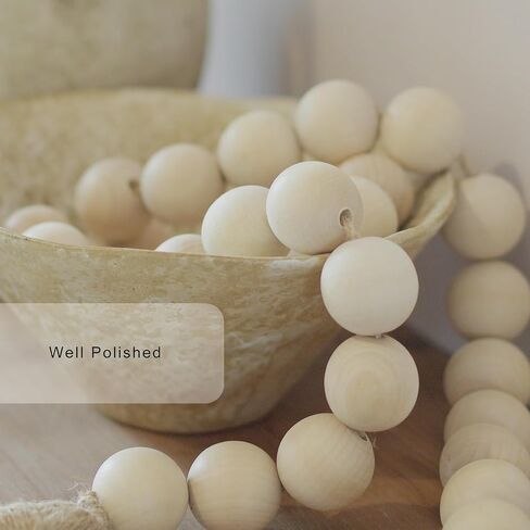 Extra Large Wood Bead Garland with 1.6" Diameter Wood Beads, Wooden Beads Garland with Tassels, Decorative Beads Home Decor, Farmhouse Beads Decor (Black, 41 Inches) in Saudi Arabia