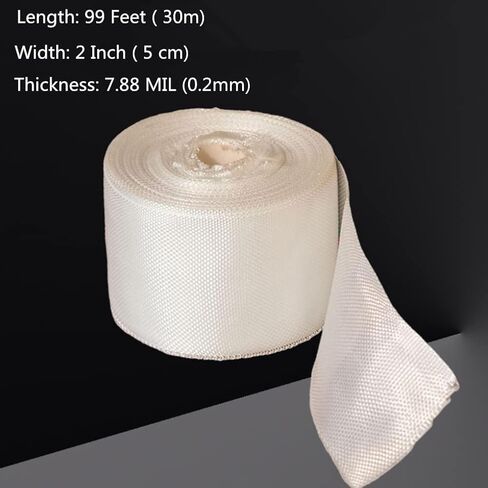 SICCOMA Fiberglass Cloth Roll Non Adhesive Woven Fiberglass Cloth Strip Fiberglass Insulation Tape Plain Weave Fiberglass Cloth Tape for Reinforced Repair Winding, Seams, Boat, Molding (2 in x 99 FT) in Saudi Arabia