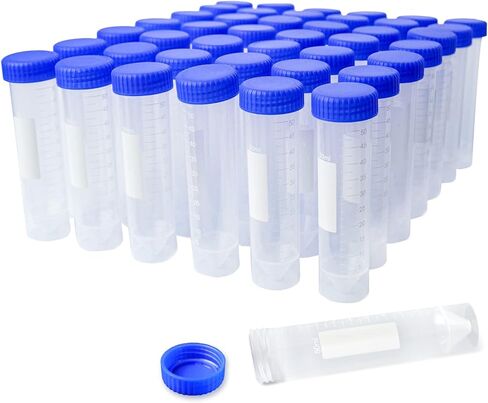 LUNKUIVY 50 قطعة من أنابيب الطرد المركزي 50 مل، أنابيب اختبار بلاستيكية مع غطاء لولبي، أنابيب مخروطية من البولي بروبيلين رائعة للتجارب العلمية، علامات متدرجة in Kuwait