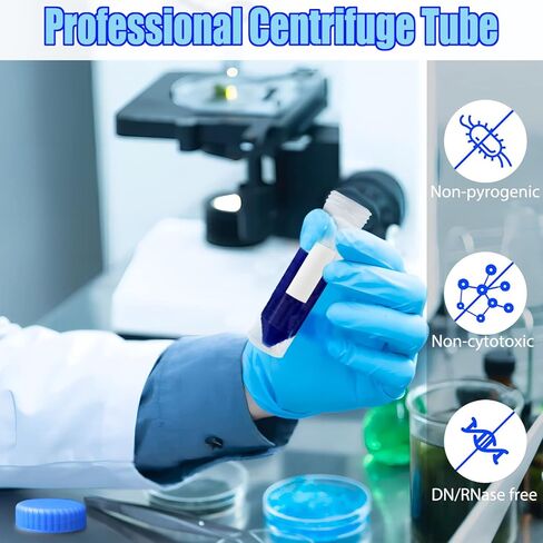LUNKUIVY 50 قطعة من أنابيب الطرد المركزي 50 مل، أنابيب اختبار بلاستيكية مع غطاء لولبي، أنابيب مخروطية من البولي بروبيلين رائعة للتجارب العلمية، علامات متدرجة in Kuwait