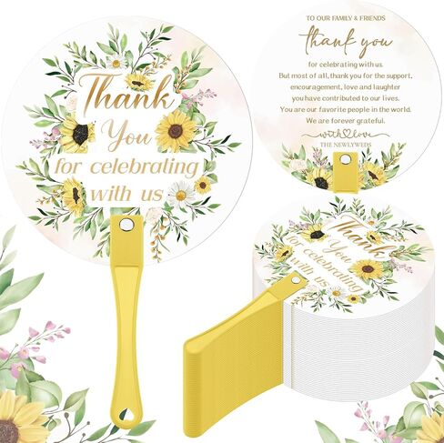 CroBlissful 100 Pcs Wedding Hand Plastic Fans Bulk Handheld Wedding Favor Fans for Guests Thank You for Celebrating with Us Greenery Fan with Handle for Ceremony Bridal Shower Party(Leaf) in Kuwait
