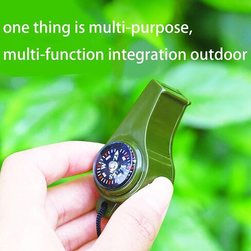 صفارة نجاة للطوارئ من ليتل سيوهي، 2 صفارة 3 في 1 مع بوصلة وصافرة ميزان حرارة مع حبل للتنزه في الهواء الطلق in Kuwait