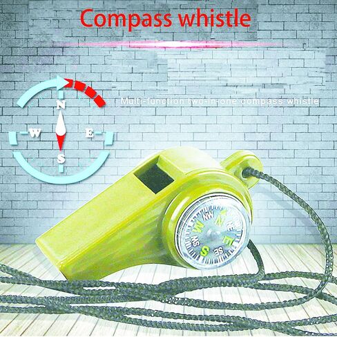 صفارة نجاة للطوارئ من ليتل سيوهي، 2 صفارة 3 في 1 مع بوصلة وصافرة ميزان حرارة مع حبل للتنزه في الهواء الطلق in Kuwait