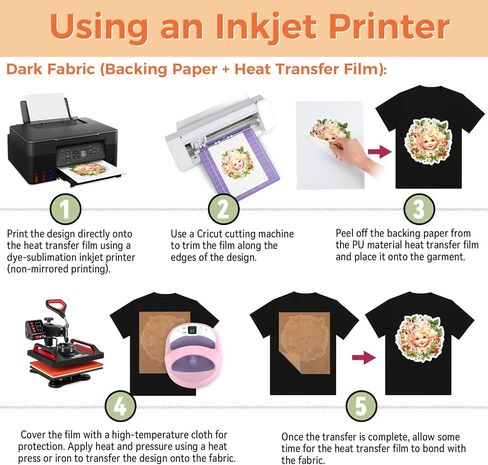 فينيل قابل للكي بالكي مقاس A5 للقمصان الداكنة - 3 أوراق من فينيل النقل الحراري القابل للطباعة للطابعة النافثة للحبر. in Kuwait
