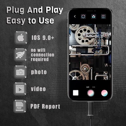 Endoscope Camera with Light Compatible for iPhone, 1920P HD Snake Borescope Camera for iPhone with 8 Adjustable LED Lights, 7.9mm IP67 Waterproof Inspection Pipe Camera with 16.4ft Semi-Rigid Cable in Saudi Arabia