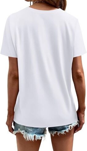 Cosonsen Women's Tops V-Neck Short Sleeve Tshirts Tees Casual Summer Top in Saudi Arabia