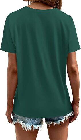 Cosonsen Women's Tops V-Neck Short Sleeve Tshirts Tees Casual Summer Top in Saudi Arabia