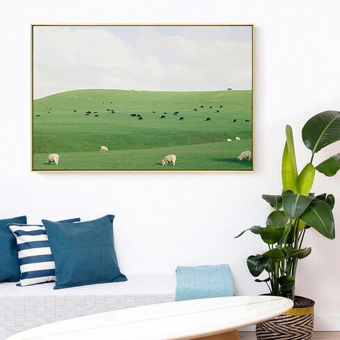 إطار FOLKOR العائم للوحات القماشية مقاس 36 × 48، إطار معدني عائم DIY بعمق 5/6 بوصة للفنانين المصممين للأعمال الفنية ذات المناظر الطبيعية، ديكور جدار المكتب المنزلي الحديث (ذهبي) in Kuwait