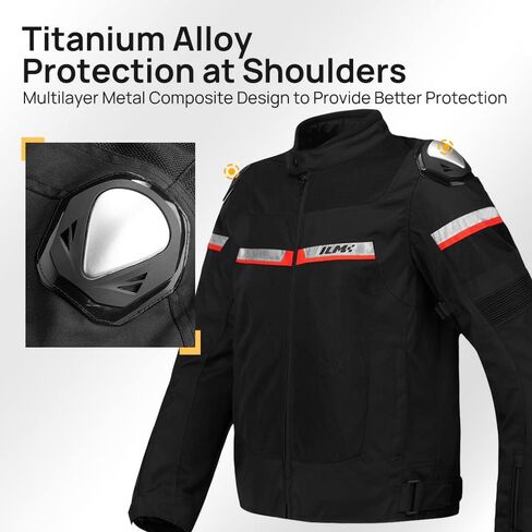 ILM Mesh Motorcycle Riding Jacket CE Armored Alloy Shoulder Pads for Men Women Breathable Dirt Bike Jackets Model BJK01(Black, Large) in Saudi Arabia
