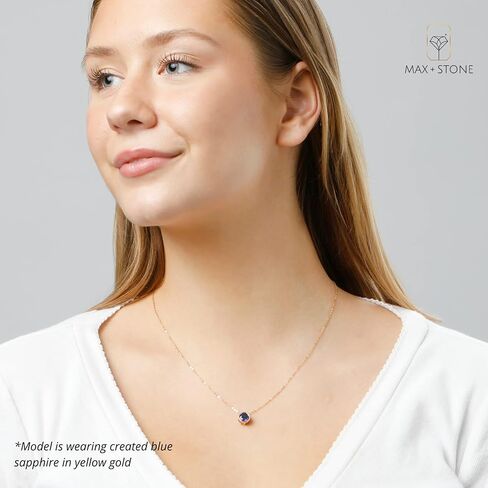MAX + STONE 14k Yellow Gold Small Created Opal Trio Round Stud Earrings and Pendant Necklace Set for Women | Birthstone Push Backs | 7mm Birthstone on 18 Inch Cable Chain Spring Ring Clasp Bezel in Saudi Arabia