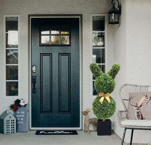 BLONYUVC 36 بوصة شجرة توبياري صناعية على شكل أرنب مقاومة للأشعة فوق البنفسجية مع عقدة من خشب البقس الصناعي لتزيين الشرفة في الهواء الطلق/داخلي 2 PCAK in Kuwait