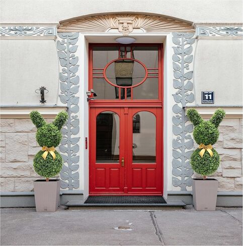 BLONYUVC 36 بوصة شجرة توبياري صناعية على شكل أرنب مقاومة للأشعة فوق البنفسجية مع عقدة من خشب البقس الصناعي لتزيين الشرفة في الهواء الطلق/داخلي 2 PCAK in Kuwait