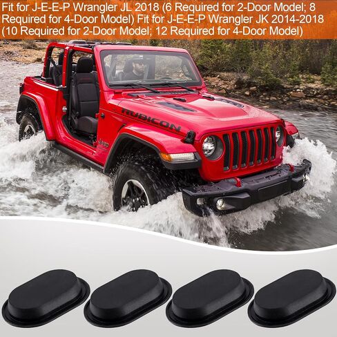 PAGOW 4pcs Car Floor Pan Drain Plug for Wrangler JK JKU JL 2007-2021, and 2020 Gladiator JT 68194821AA Rubber Body Plug(Black) in Saudi Arabia