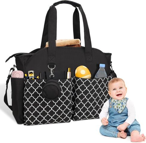 Moclever Diaper Bag Tote Baby Diaper Bag w/14 Pockets 2 Burp Cloths, Multifunctional Diaper Changing Tote Bag in Saudi Arabia