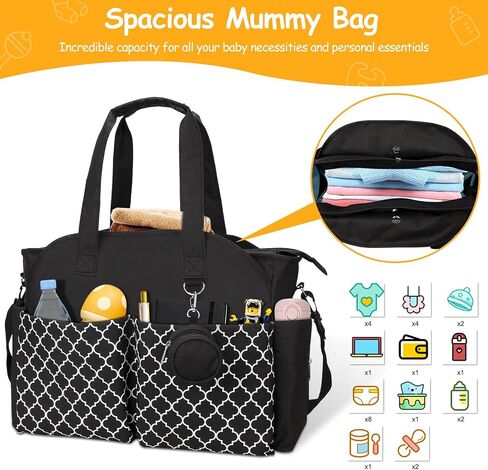 Moclever Diaper Bag Tote Baby Diaper Bag w/14 Pockets 2 Burp Cloths, Multifunctional Diaper Changing Tote Bag in Saudi Arabia