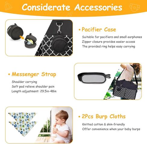 Moclever Diaper Bag Tote Baby Diaper Bag w/14 Pockets 2 Burp Cloths, Multifunctional Diaper Changing Tote Bag in Saudi Arabia