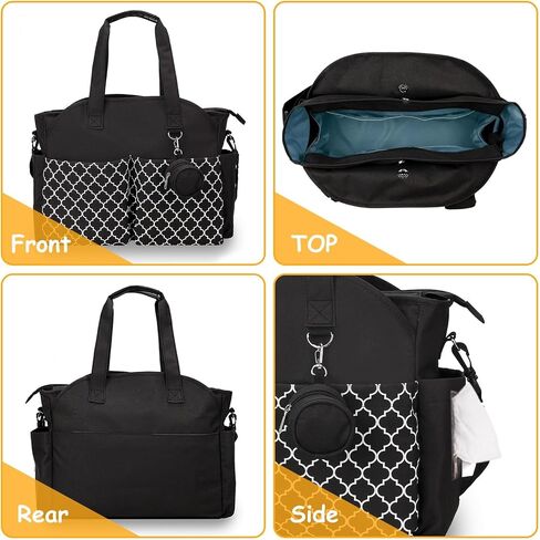 Moclever Diaper Bag Tote Baby Diaper Bag w/14 Pockets 2 Burp Cloths, Multifunctional Diaper Changing Tote Bag in Saudi Arabia
