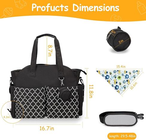Moclever Diaper Bag Tote Baby Diaper Bag w/14 Pockets 2 Burp Cloths, Multifunctional Diaper Changing Tote Bag in Saudi Arabia